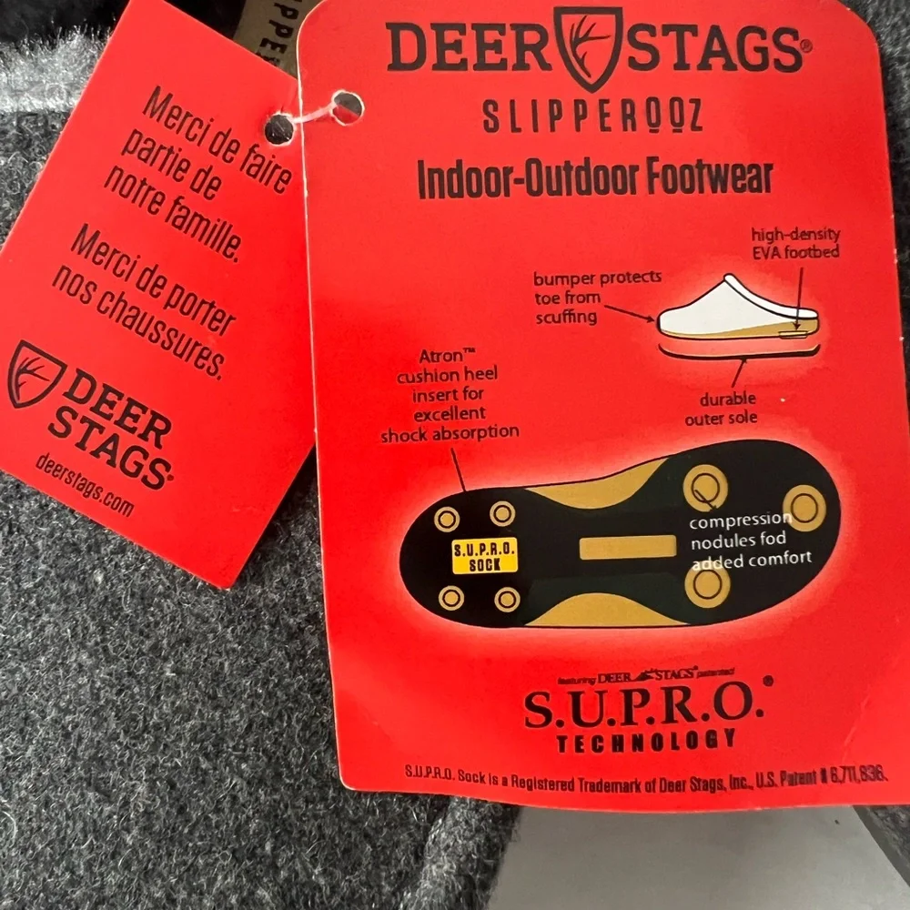 Deer Stags Gray Kids Moccasin Slippers with Plush Lining,‎ Size3, NWT